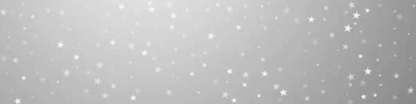 Случайное Падение Звезд Рождественский Фон Тонкие Летящие Снежинки Звезды Сером — стоковый вектор