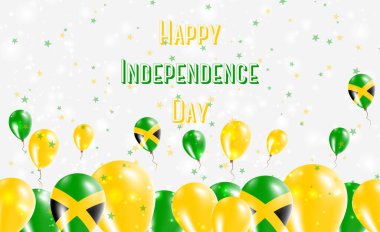 Jamaika Bağımsızlık Günü Vatansever Tasarımı. Jamaika Ulusal Renkleri 'nde balonlar. Bağımsızlık Günü Kutlama Kartın kutlu olsun..