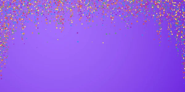 Confete Festivo Estrelas Celebração Arco Íris Confetti Fundo Roxo Brilhante — Vetor de Stock