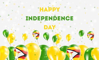 Zimbabwe Bağımsızlık Günü Vatansever Tasarımı. Zimbabve Ulusal Renkleri 'nde balonlar. Bağımsızlık Günü Kutlama Kartın kutlu olsun..