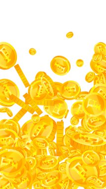 İsviçre frangı para yağıyor. Aşırı dağınık CHF paraları. İsviçre parası. Büyük ikramiye, servet ya da başarı konsepti. Vektör illüstrasyonu.