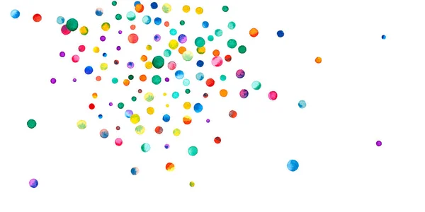 Watercolor Confetti White Background Alive Rainbow Colored Dots Happy Celebration — Stock Photo, Image