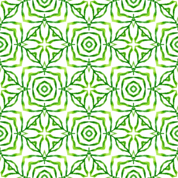 纺织现成的艺术印刷品 泳衣面料 包装材料 绿色罕见的时髦夏装设计 手工划定的热带无缝边界 热带无缝模式 — 图库照片