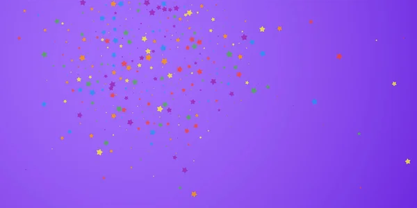 Праздничные Конфетти Звезды Праздника Радостные Звезды Ярко Фиолетовом Фоне Симпатичный — стоковый вектор