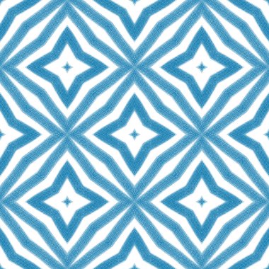 Döşemeli suluboya deseni. Mavi simetrik kaleydoskop. Tekstil hazır mükemmel baskı, mayo kumaş, duvar kağıdı, ambalaj. Elle boyanmış suluboya pürüzsüz.