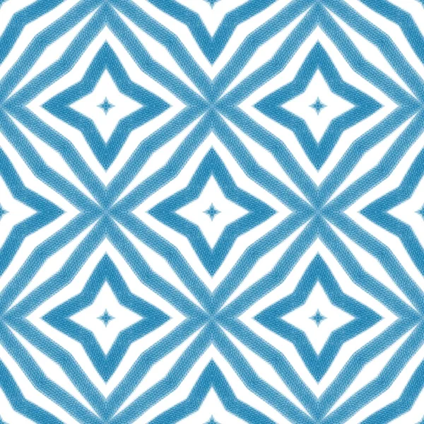 Tiled Watercolor Pattern Blue Symmetrical Kaleidoscope Background Textile Ready Perfect — Stock Photo, Image