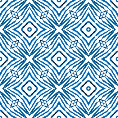 Tekstil hazır hipnotize baskı, mayo kumaş, duvar kağıdı, ambalaj. Mavi şirin boho şık yaz tasarımı. El çizimi tropikal, pürüzsüz sınır. Tropik, pürüzsüz desen.