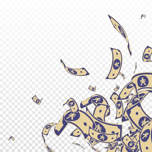 Yuan Chino Notas Cayendo Facturas Desordenadas Del Cny Sobre Fondo — Vector de stock