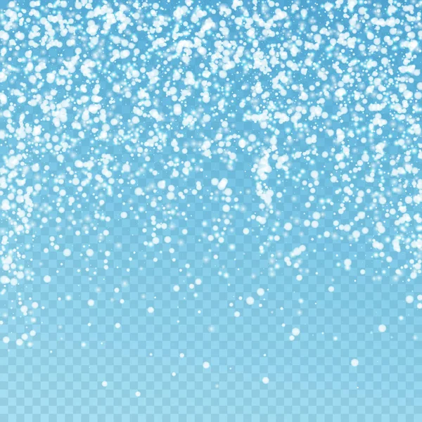 素晴らしい秋の雪のクリスマスの背景 青い透明な背景の上に小さな飛行雪のフレークと星 冬の銀雪片オーバーレイテンプレートを切り替える 価値のあるベクターイラスト — ストックベクタ