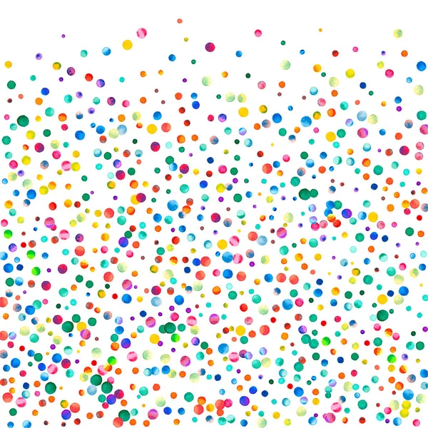 Watercolor Confetti White Background Admirable Rainbow Colored Dots Happy Celebration — Stock Photo, Image