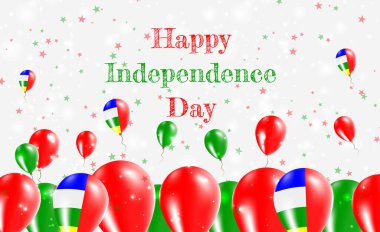 Orta Afrika Cumhuriyeti Bağımsızlık Günü Vatansever Tasarımı. Orta Afrika Ulusal Renkleri 'nde balonlar. Bağımsızlık Günü Kutlama Kartın kutlu olsun..