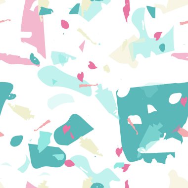 Terrazzo kusursuz desen. Modern klasik döşeme dokusu. Terrazzo pürüzsüz desenli, serin renklerde. Doğal taşlardan, granitten, kuvarstan, mermerden, betondan yapılmış arkaplan. 