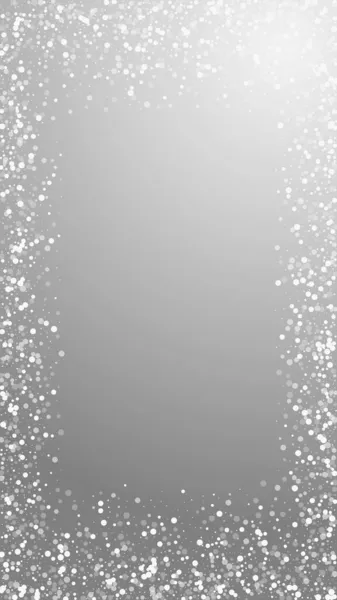 Случайные Белые Точки Рождественский Фон Тонкие Летящие Снежинки Звезды Сером — стоковый вектор