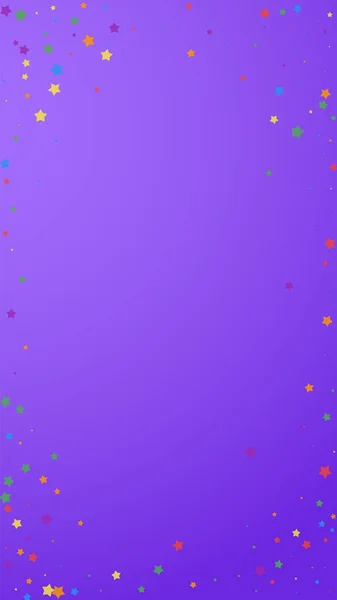 节庆额外的意大利面 庆祝明星 在紫色背景上的欢乐的星辰 喜庆的重叠模板 垂直矢量背景 — 图库矢量图片