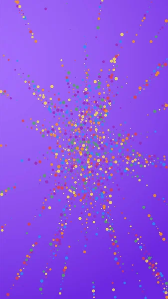 Festlich Bezauberndes Konfetti Feierstars Regenbogen Konfetti Auf Violettem Hintergrund Frische — Stockvektor