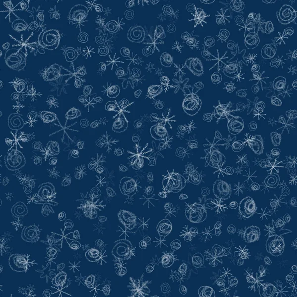 Fiocchi Neve Disegnati Mano Natale Senza Soluzione Continuità Pattern Fiocchi — Foto Stock