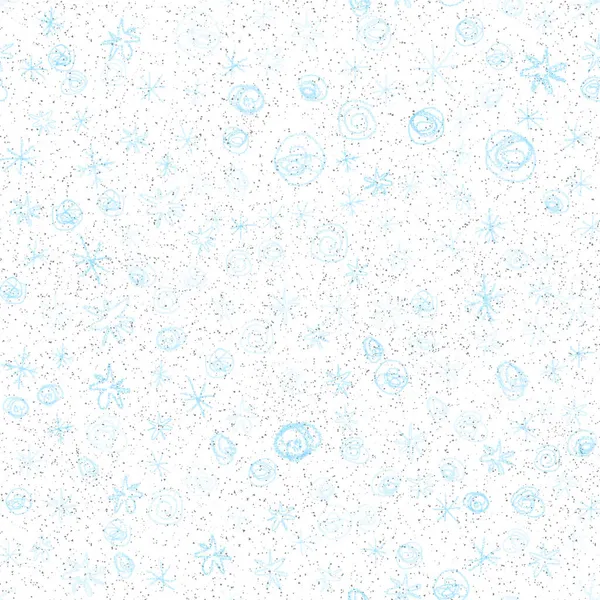 手描き雪片クリスマスシームレスパターン チョークの雪の上に微弱な飛行雪のフレーク背景 チョーク手書きの雪のオーバーレイを魅了します 素晴らしいホリデーシーズンの装飾 — ストック写真