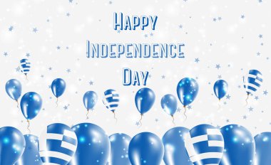 Yunanistan 'ın Bağımsızlık Günü Vatansever Tasarımı. Yunan Ulusal Renkleri 'nde balonlar. Bağımsızlık Günü Kutlama Kartın kutlu olsun..