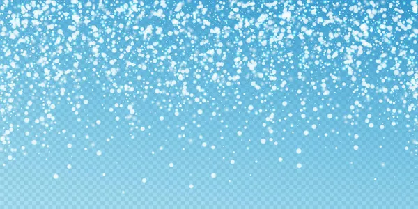 Падающий Снежный Рождественский Фон Тонкие Летящие Снежинки Звезды Прозрачном Голубом — стоковый вектор