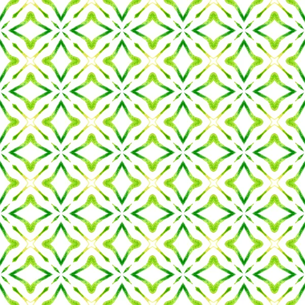Verde Geométrico Chevron Fronteira Aquarela Verde Popular Boho Design Chique — Fotografia de Stock