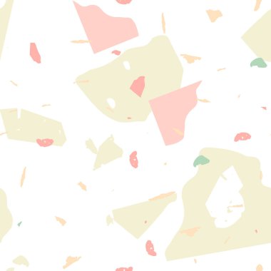 Terrazzo kusursuz desen. İç dekorasyon için minimalist döşeme taşı. Doğal taşlardan, granitten, kuvarstan, mermerden, betondan yapılmış arka plan. Terrazzo pürüzsüz desenli serin renklerde. 