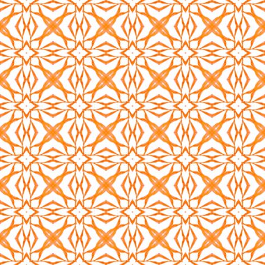 Döşemeli suluboya arka plan. Turuncu optimal boho şık yaz tasarımı. Tekstil hazır harika baskı, mayo kumaş, duvar kağıdı, ambalaj. Elle boyanmış suluboya kenar.