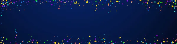 Feestelijke Confetti Feeststerren Heldere Confetti Donkerblauwe Achtergrond Schattig Feestelijk Overlay — Stockvector