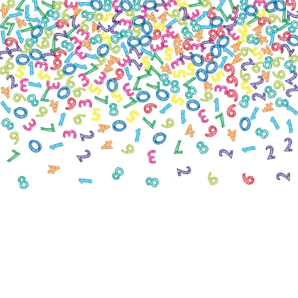 Caída Números Bocetos Colores Concepto Estudio Matemático Con Dígitos Voladores — Vector de stock