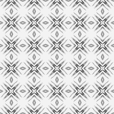 Tekstil hazır güçlü baskı, mayo kumaş, duvar kağıdı, ambalaj. Siyah ve beyaz. Gerçek boho şık yaz tasarımı. Etnik elle boyanmış desen. Suluboya yaz etnik sınır düzeni.