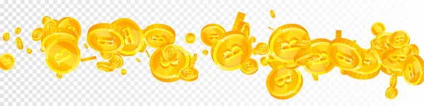 Bitcoin Internet Currency Coins Falling Brilliant Scattered Btc Coins Cryptocurrency — Stock Vector