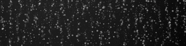 Vacker Snöfall Jul Bakgrund Subtila Flygande Snöflingor Och Stjärnor Svart — Stock vektor