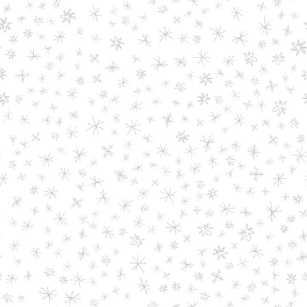 Hand Drawn Snowflakes Christmas Seamless Pattern Subtle Flying Snow Flakes — 图库照片