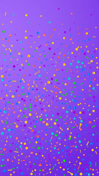 Festivo Excelente Confeti Estrellas Celebración Confeti Festivo Sobre Fondo Violeta — Vector de stock