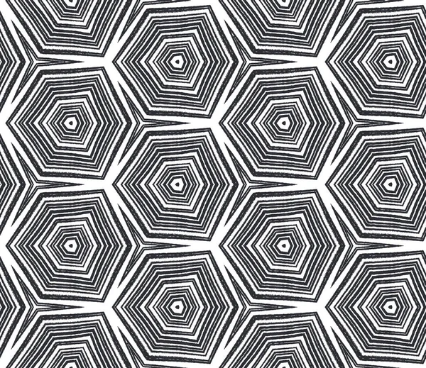 Dlaždice Akvarel Vzor Černé Symetrické Kaleidoskopické Pozadí Textilní Hotový Zvláštní — Stock fotografie
