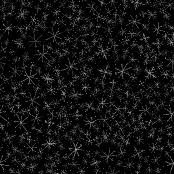 Hand Drawn Snowflakes Christmas Seamless Pattern Subtle Flying Snow Flakes — Stock Photo, Image