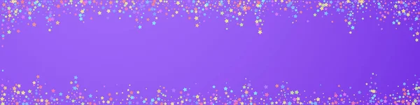 Festliches Trendkonfetti Feierstars Bunte Sterne Auf Violettem Hintergrund Bezaubernde Festliche — Stockvektor