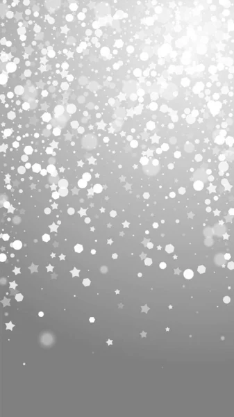 Волшебные Звезды Скудные Рождественские Фон Тонкие Летящие Снежинки Звезды Сером — стоковый вектор