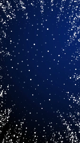 Casuali Puntini Bianchi Sfondo Natale Fiocchi Neve Volanti Sottili Stelle — Vettoriale Stock