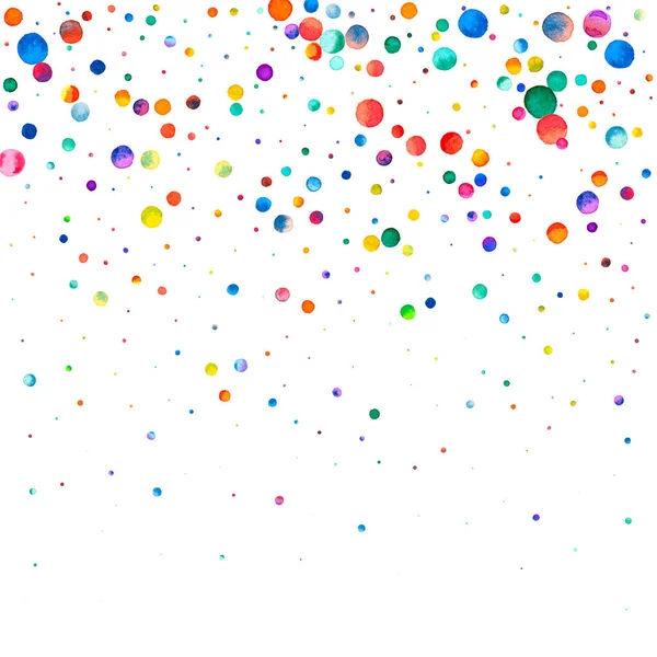 Confetti Acquerello Sfondo Bianco Adorabile Arcobaleno Puntini Colorati Felice Festa — Foto Stock