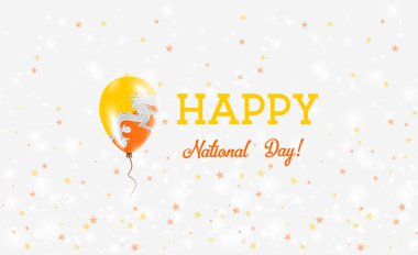 Bhutan ulusal gün vatansever poster. Bhutan bayrağı renklerde uçan lastik balon. Bhutan ulusal gün arka plan balon, konfeti, yıldız, Bokeh ve pırıltılar.