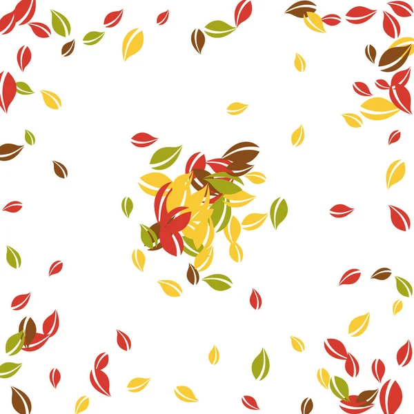 Falling Autumn Leaves Red Yellow Green Brown Chaotic Leaves Flying — Stock Vector