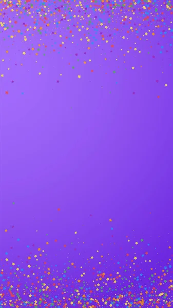 Confete Resplandecente Festivo Estrelas Celebração Estrelas Brilhantes Infantis Fundo Violeta — Vetor de Stock