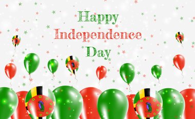 Dominica Bağımsızlık Günü Vatanseverlik Tasarımı. Dominik Ulusal Renkleri 'nde balonlar. Bağımsızlık Günü Kutlama Kartın kutlu olsun..