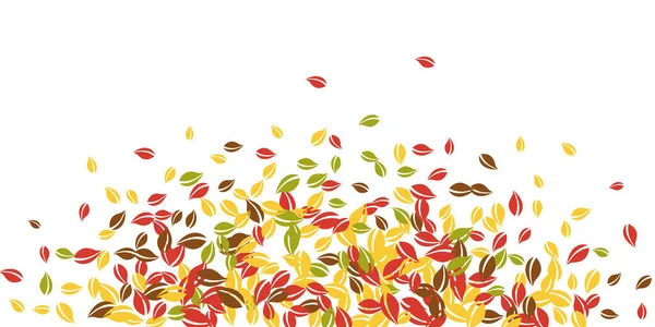 Fallende Herbstblätter Rote Gelbe Grüne Braune Chaotische Blätter Fliegen Explosion — Stockvektor