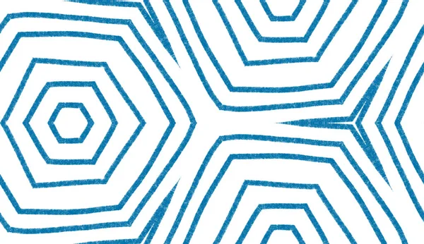 Design Barevných Pruhů Modré Symetrické Kaleidoskopické Pozadí Geometrický Chevronový Pruh — Stock fotografie