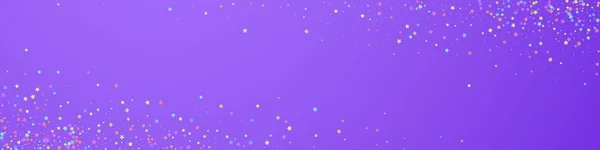 Festliches Konfetti Feierstars Bunte Sterne Klein Auf Violettem Hintergrund Tatsächliche — Stockvektor