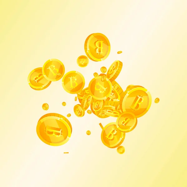 Bitcoin Νομίσματα Του Διαδικτύου Πτώση Ζωντανό Διάσπαρτα Btc Νομίσματα Κρυπτονόμισμα — Διανυσματικό Αρχείο