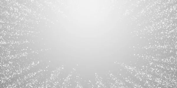 Verbazingwekkende Vallende Sterren Kerst Achtergrond Subtiele Vliegende Sneeuwvlokken Sterren Lichtgrijze — Stockvector