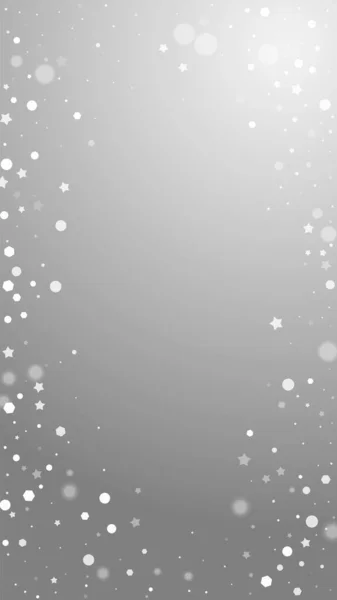 神奇的星星随意的圣诞背景 淡淡的飘扬的雪花和灰色背景下的星星 可调的冬季银片覆盖模板 惊人的垂直插图 — 图库矢量图片