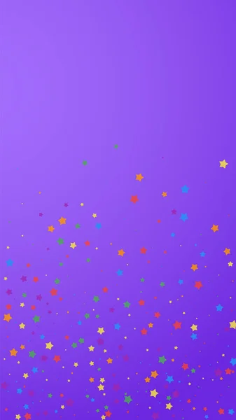 Festliches Modernes Konfetti Feierstars Fröhliche Sterne Auf Violettem Hintergrund Anmutige — Stockvektor